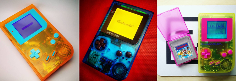 Game Boys various modders have made over the years using parts sourced through Deadpan Robot.